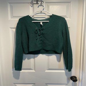Green Knit Crop Sweater